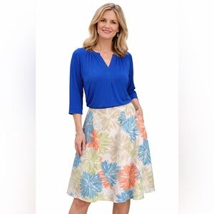 JH Collectibles Linen Floral Midi Skirt
